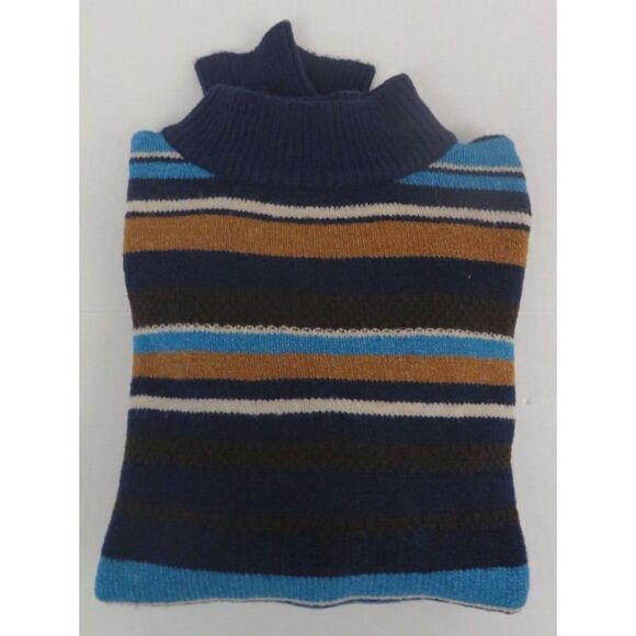 St. John’s Bay Women Sz XL Blue Multicolor Striped Mock Neck Button Back Sweater - Picture 4 of 4